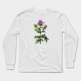 Thistle watercolor print Long Sleeve T-Shirt